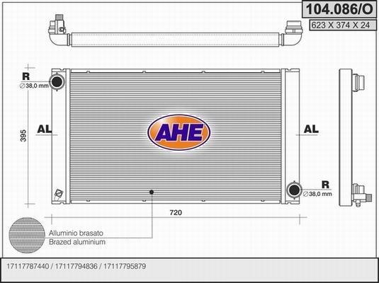 AHE 104.086/O - Радіатор, охолодження двигуна autocars.com.ua