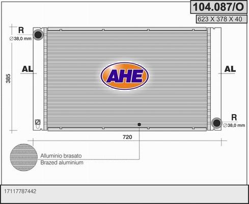 AHE 104.087/O - Радіатор, охолодження двигуна autocars.com.ua