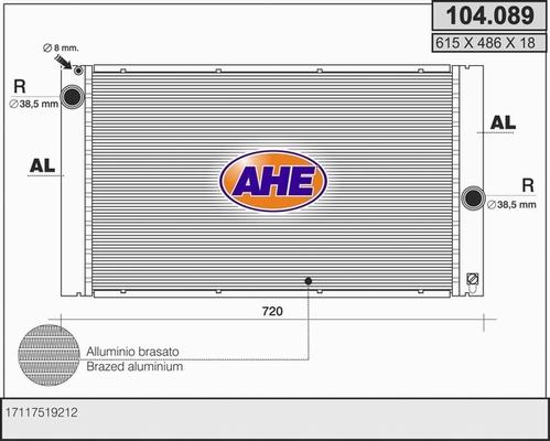 AHE 104.089 - Радіатор, охолодження двигуна autocars.com.ua