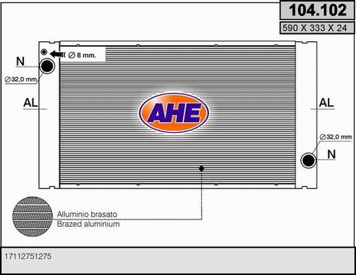 AHE 104.102 - Радіатор, охолодження двигуна autocars.com.ua