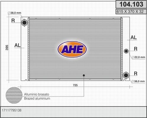 AHE 104.103 - Радіатор, охолодження двигуна autocars.com.ua