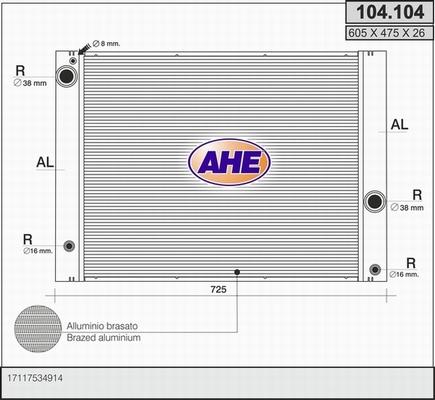 AHE 104.104 - Радіатор, охолодження двигуна autocars.com.ua