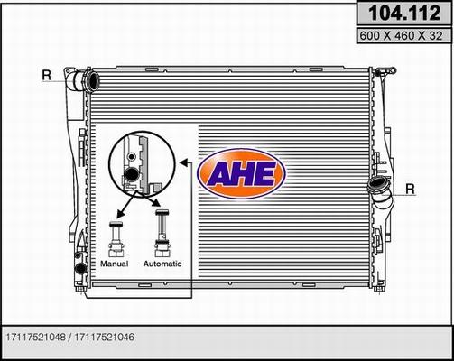 AHE 104.112 - Радіатор, охолодження двигуна autocars.com.ua