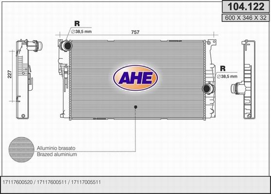 AHE 104.122 - Радиатор, охлаждение двигателя autodnr.net