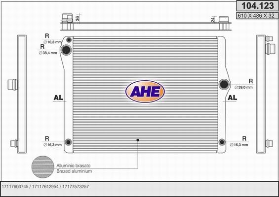 AHE 104.123 - Радіатор, охолодження двигуна autocars.com.ua