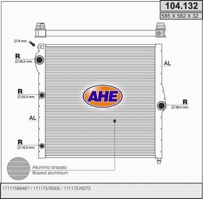 AHE 104.132 - Радіатор, охолодження двигуна autocars.com.ua