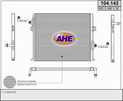 AHE 104.142 - Радіатор, охолодження двигуна autocars.com.ua