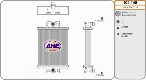 AHE 104.145 - Радіатор, охолодження двигуна autocars.com.ua
