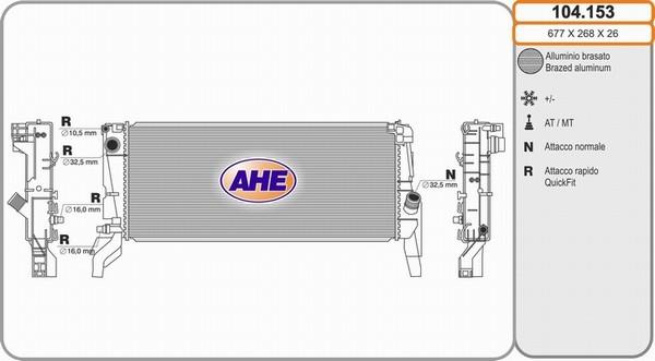 AHE 104.153 - Радіатор, охолодження двигуна autocars.com.ua