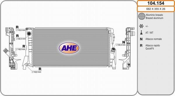 AHE 104.154 - Радіатор, охолодження двигуна autocars.com.ua