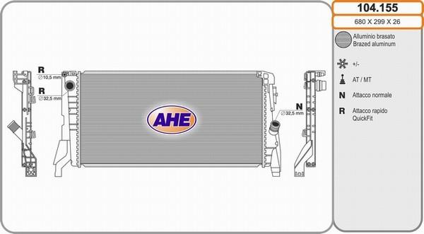 AHE 104.155 - Радіатор, охолодження двигуна autocars.com.ua