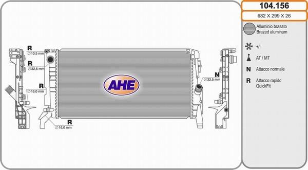 AHE 104.156 - Радіатор, охолодження двигуна autocars.com.ua