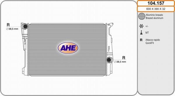 AHE 104.157 - Радіатор, охолодження двигуна autocars.com.ua