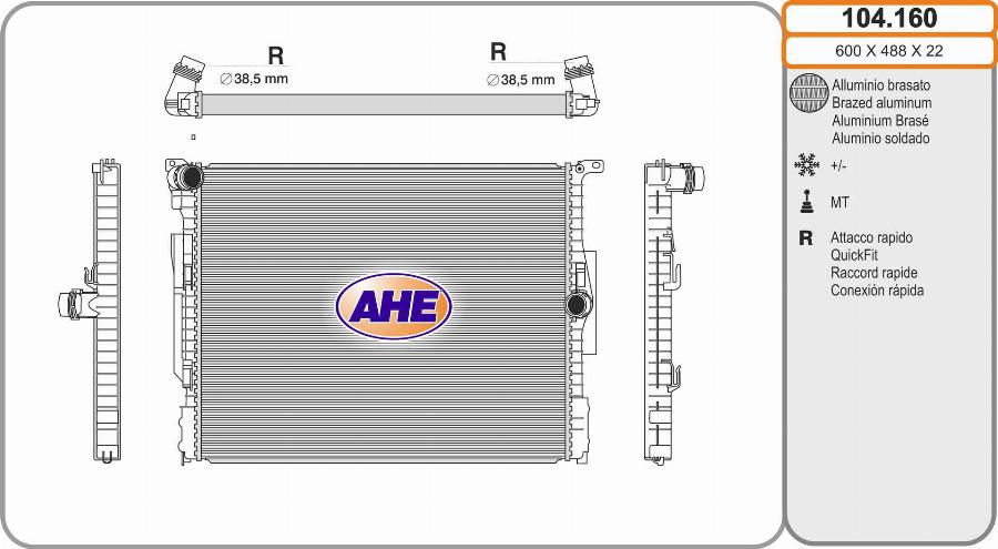 AHE 104.160 - Радіатор, охолодження двигуна autocars.com.ua