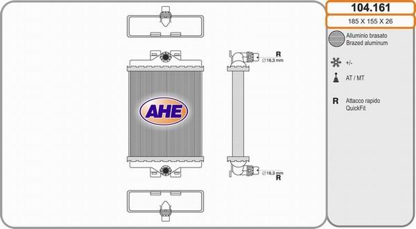 AHE 104.161 - Радіатор, охолодження двигуна autocars.com.ua