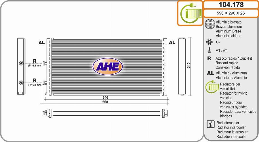 AHE 104.178 - Радіатор, охолодження двигуна autocars.com.ua