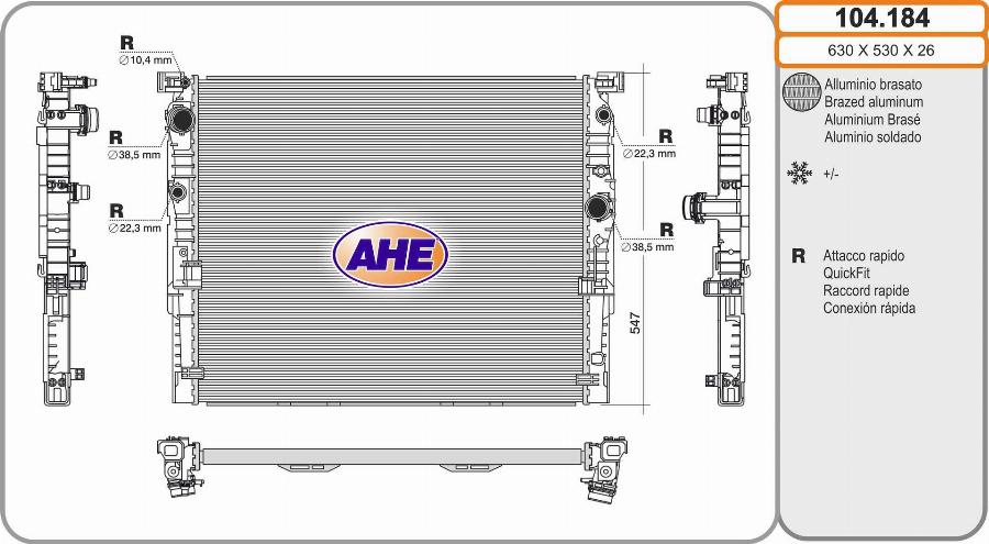 AHE 104.184 - Радіатор, охолодження двигуна autocars.com.ua