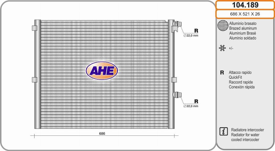 AHE 104.189 - Радіатор, охолодження двигуна autocars.com.ua