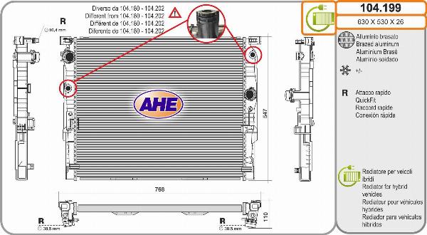 AHE 104.199 - Радіатор, охолодження двигуна autocars.com.ua