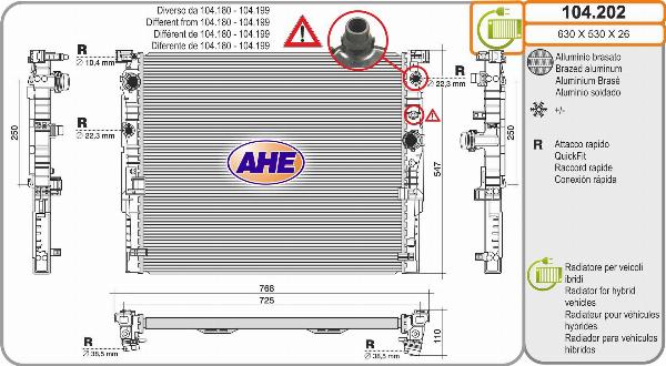 AHE 104.202 - Радіатор, охолодження двигуна autocars.com.ua