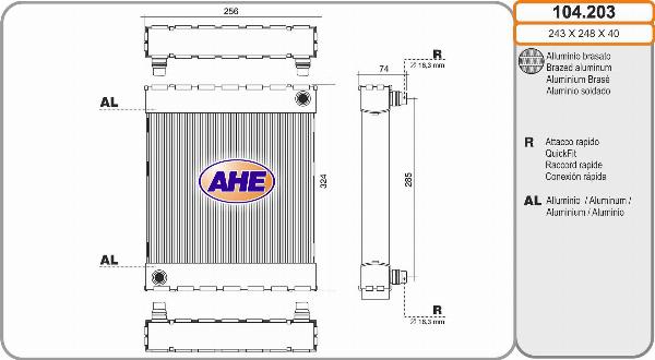 AHE 104.203 - Радіатор, охолодження двигуна autocars.com.ua