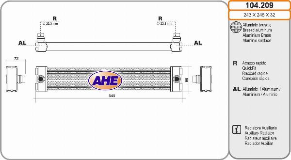 AHE 104.209 - Радіатор, охолодження двигуна autocars.com.ua
