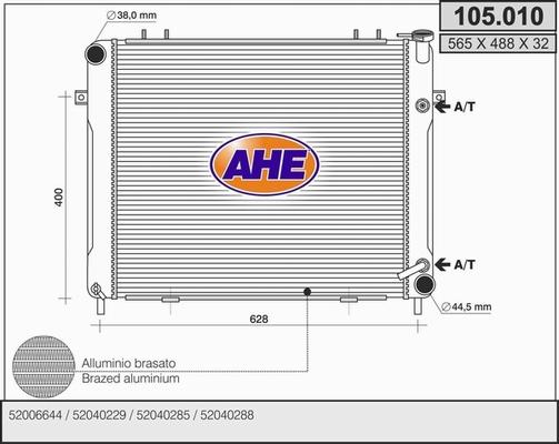 AHE 105.010 - Радіатор, охолодження двигуна autocars.com.ua