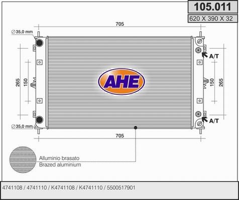 AHE 105.011 - Радиатор, охлаждение двигателя autodnr.net