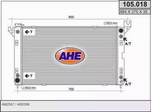 AHE 105018 - Радіатор, охолодження двигуна autocars.com.ua