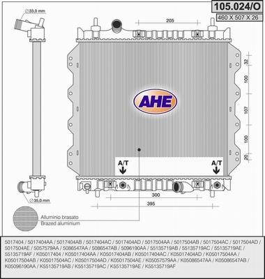 AHE 105.024/O - Радіатор, охолодження двигуна autocars.com.ua