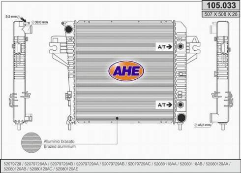 AHE 105.033 - Радіатор, охолодження двигуна autocars.com.ua