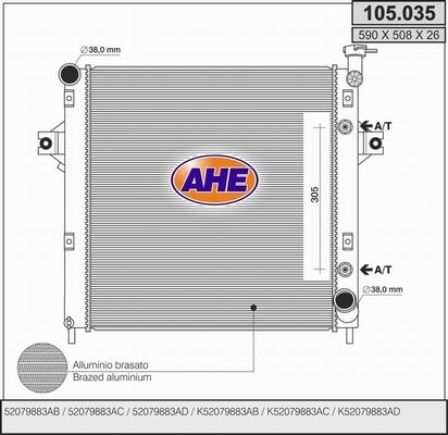 AHE 105.035 - Радіатор, охолодження двигуна autocars.com.ua