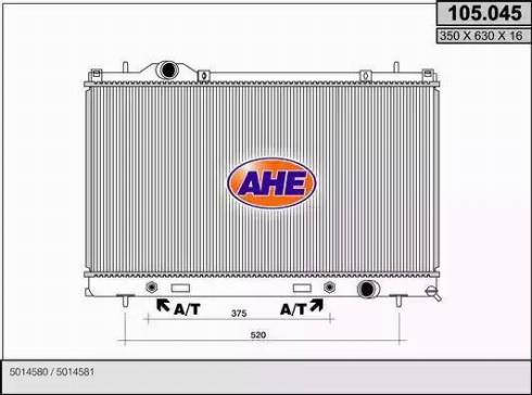 AHE 105.045 - Радіатор, охолодження двигуна autocars.com.ua