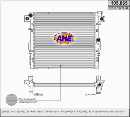 AHE 105.065 - Радіатор, охолодження двигуна autocars.com.ua