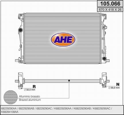 AHE 105.066 - Радіатор, охолодження двигуна autocars.com.ua