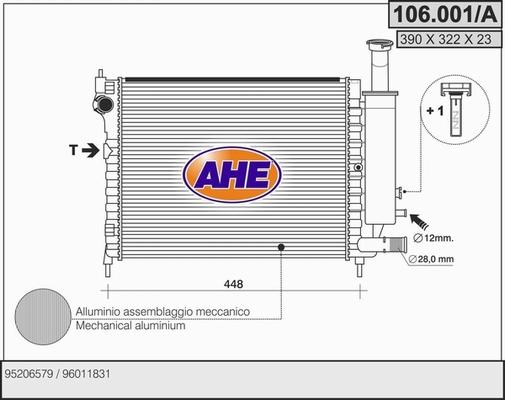 AHE 106.001/A - Радіатор, охолодження двигуна autocars.com.ua