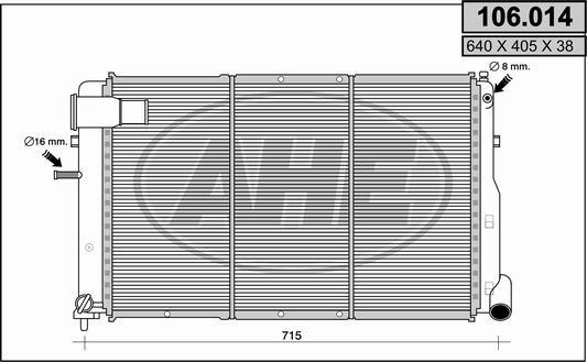 AHE 106014 - Радіатор, охолодження двигуна autocars.com.ua