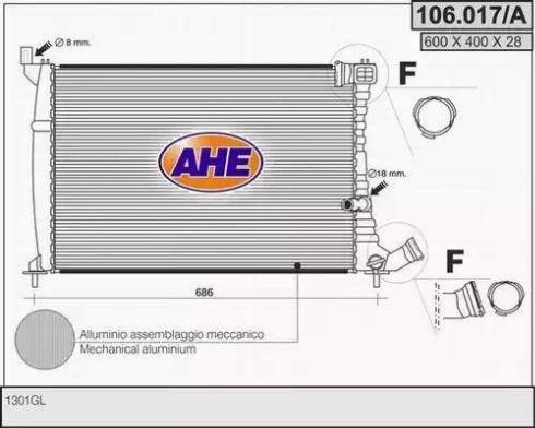 AHE 106.017/A - Радіатор, охолодження двигуна autocars.com.ua