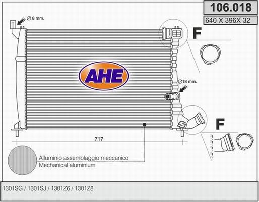 AHE 106.018 - Радіатор, охолодження двигуна autocars.com.ua