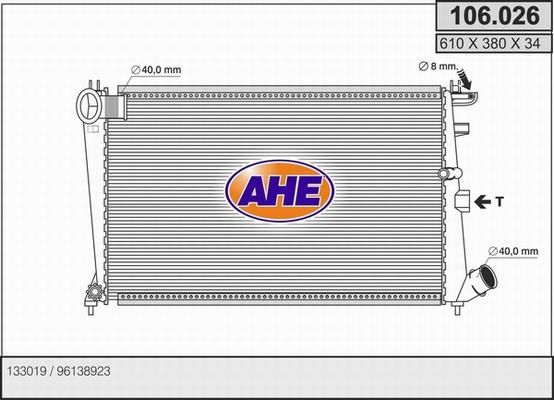 AHE 106.026 - Радіатор, охолодження двигуна autocars.com.ua