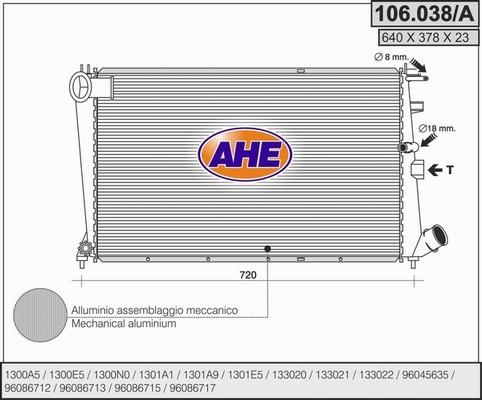 AHE 106.038/A - Радіатор, охолодження двигуна autocars.com.ua