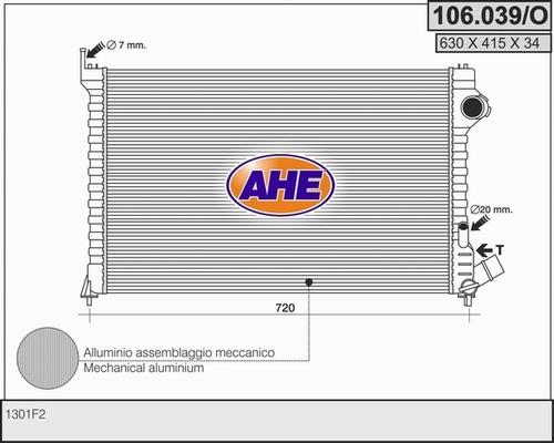 AHE 106.039/O - Радіатор, охолодження двигуна autocars.com.ua