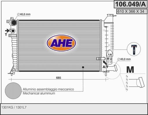 AHE 106.049/A - Радіатор, охолодження двигуна autocars.com.ua