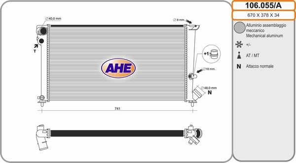 AHE 106.055/A - Радіатор, охолодження двигуна autocars.com.ua