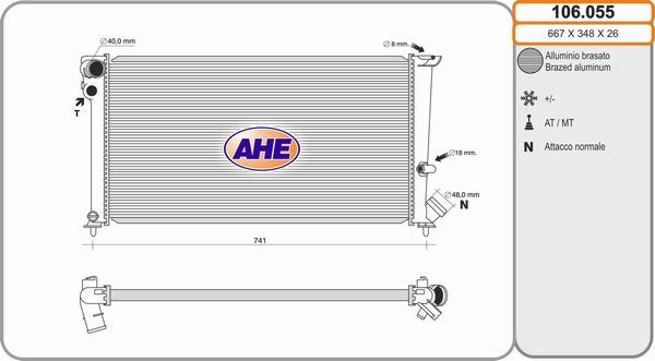 AHE 106.055 - Радіатор, охолодження двигуна autocars.com.ua