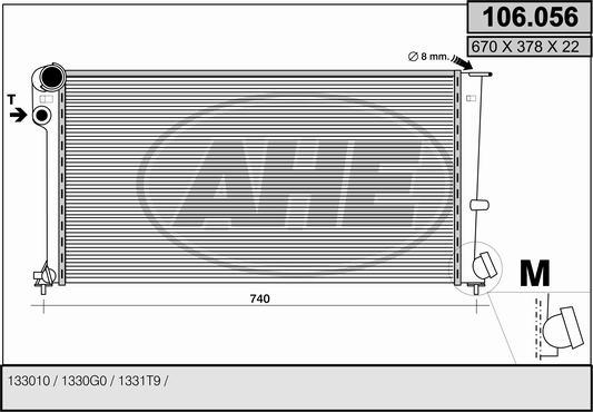 AHE 106.056 - Радіатор, охолодження двигуна autocars.com.ua