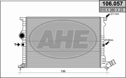 AHE 106.057 - Радіатор, охолодження двигуна autocars.com.ua