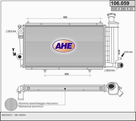 AHE 106.059 - Радіатор, охолодження двигуна autocars.com.ua