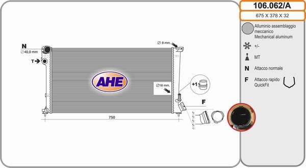 AHE 106.062/A - Радіатор, охолодження двигуна autocars.com.ua