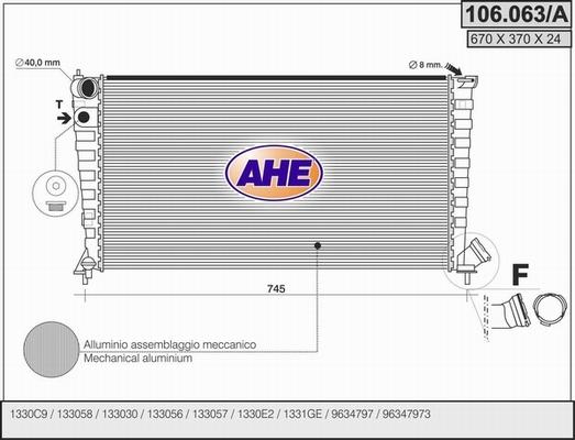 AHE 106.063/A - Радіатор, охолодження двигуна autocars.com.ua